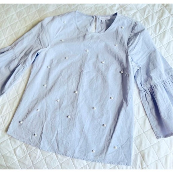 Bell Sleeve Blouse with Pearl Embellishments- Size Small - Picture 2 of 4